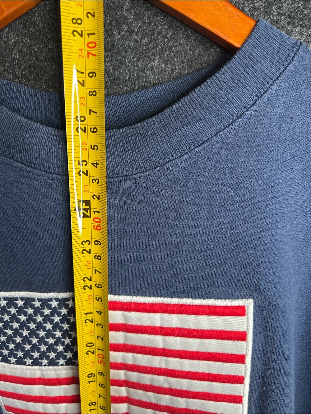 Vintage 90s USA Flag Crewneck Fleece Sweatshirt Womens XXL Embroidered Relaxed - Picture 3 of 5